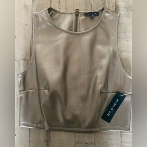 KIRIOUS Faux Leather Crop Too,‎ back Zipper Size Small